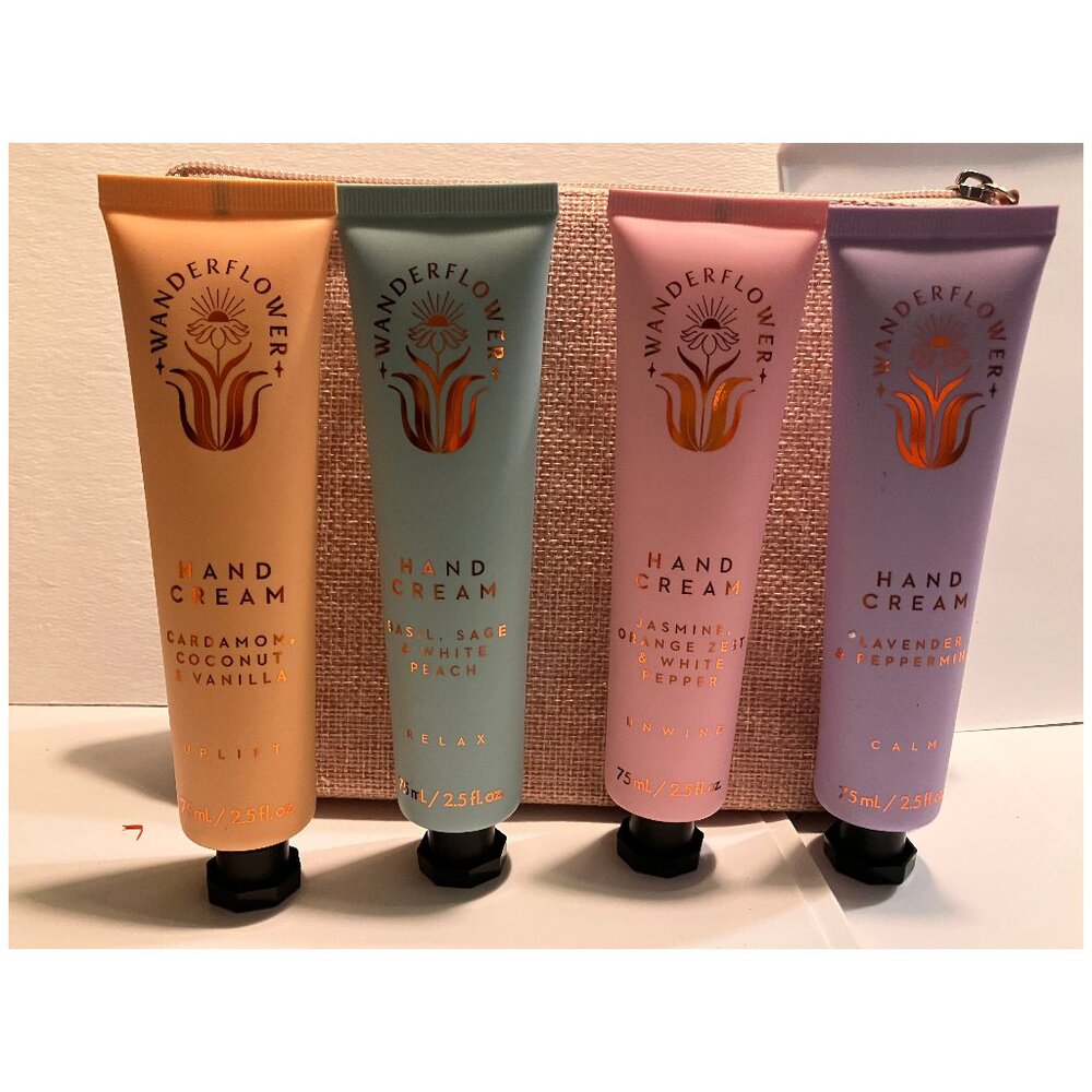 Wanderflower Hand Cream Repair 4pc Set Jasmine Basil Lavender Cardamom